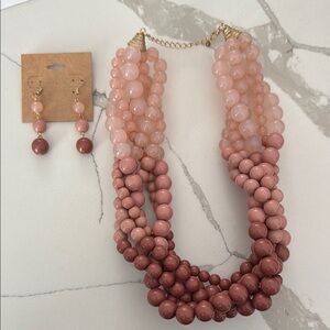 Chunky Beaded Ombré Necklace and Earring Set